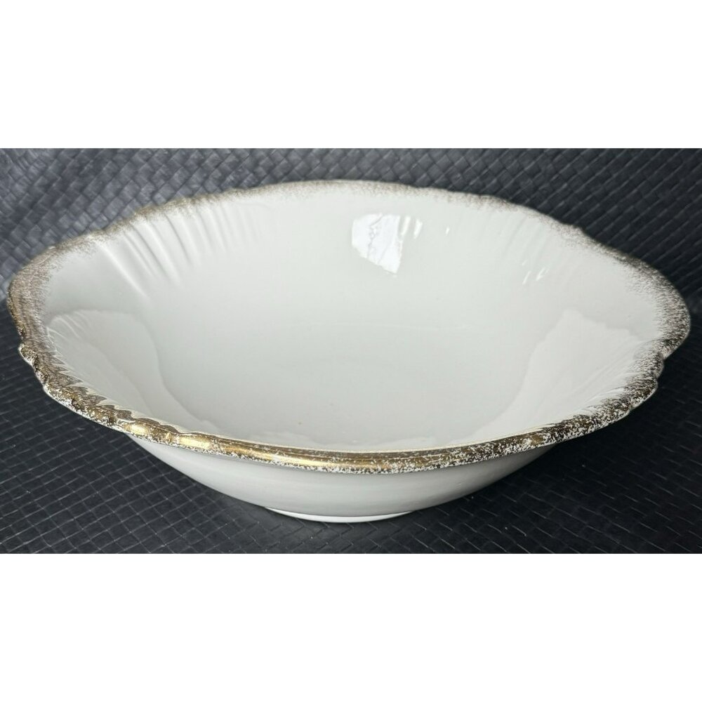 John Maddock Sons Royal Vitreous Basin Wash White And Gold 16 Inch XL Ironstone